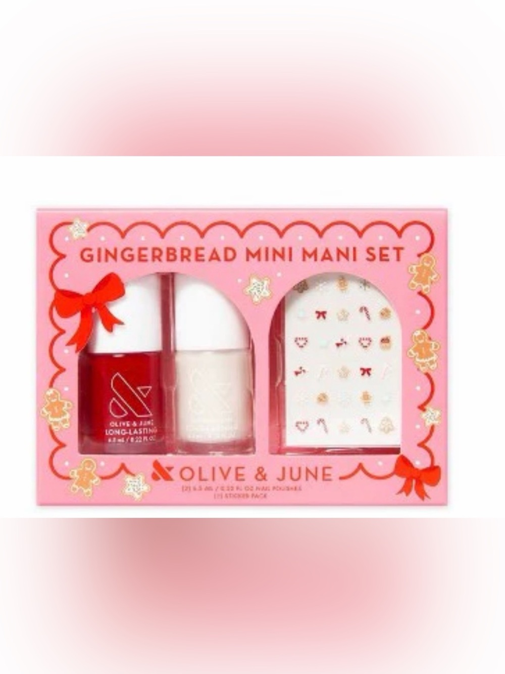 Olive & June Gingerbread Mini Mani Set - Red & White
